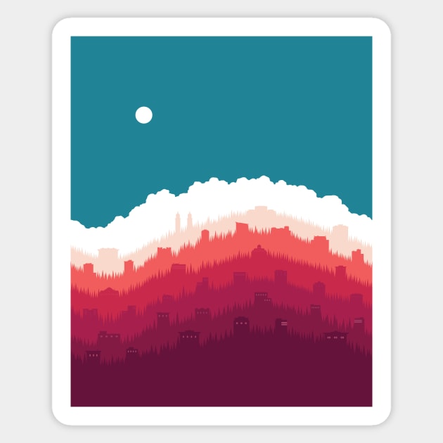 Sunlight Over First Hill, No. I Sticker by Nathan Watkins Design